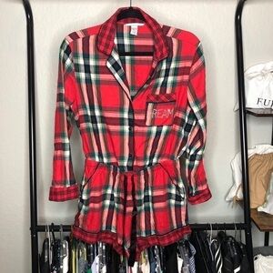 VICTORIA’S Secret Dream Red Plaid Romper Pajamas
